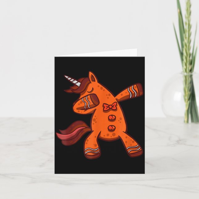 Dabbing Gingerbread Unicorn Cookie Christmas  Kort (Framsida)