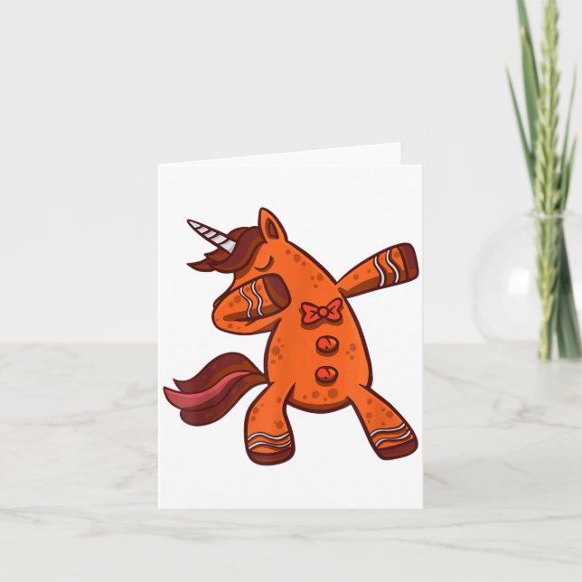 Dabbing Gingerbread Unicorn Cookie Christmas  Kort (Framsida)
