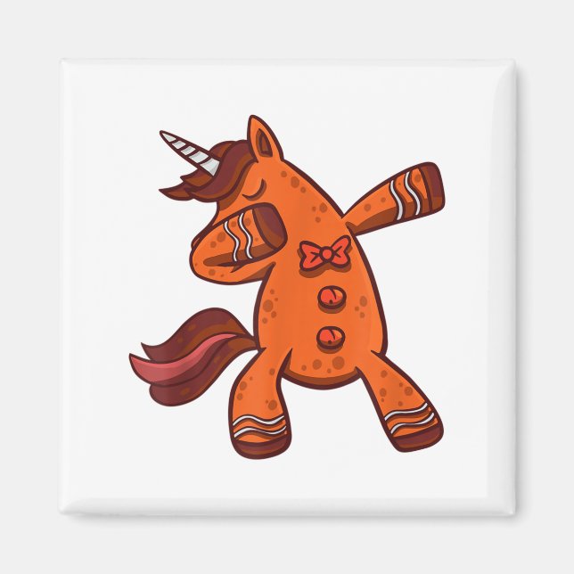 Dabbing Gingerbread Unicorn Cookie Christmas  Magnet (Framsidan)