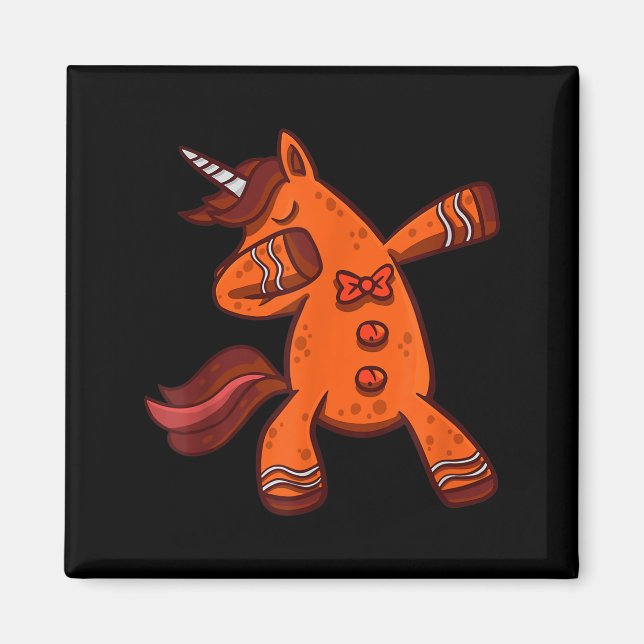 Dabbing Gingerbread Unicorn Cookie Christmas  Magnet (Framsidan)