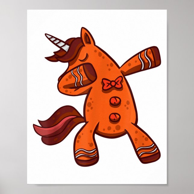 Dabbing Gingerbread Unicorn Cookie Christmas  Poster (Framsidan)