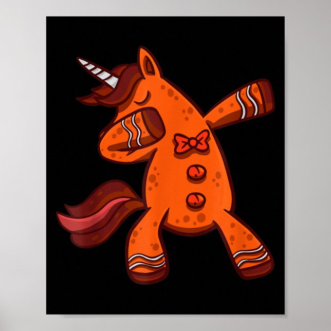 Dabbing Gingerbread Unicorn Cookie Christmas  Poster (Framsidan)