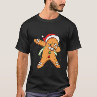 Dabbing Gingerbröd Kids Boys Julafton Cookie Santa T Shirt