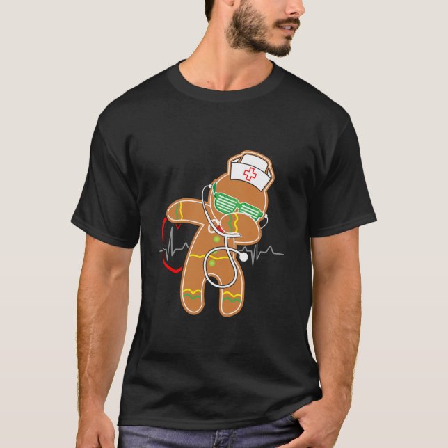 Dabbing Gingerbröd Nurse Nurse Julafton Gift T Shirt (Framsida)