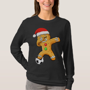 Dabbing Gingerbröd Santa Soccer jul Pajama T Shirt