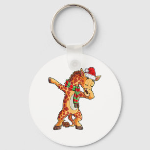 Dabbing Giraffe Santa T Shirt jul Kids Boys Nyckelring
