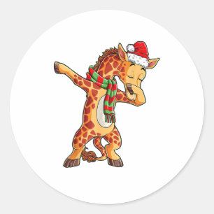 Dabbing Giraffe Santa T Shirt jul Kids Boys Runt Klistermärke
