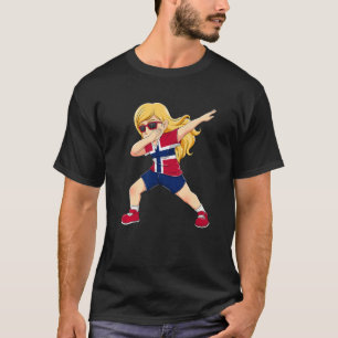 Dabbing Girl Norgans Norge Flagga Kids Dab Dance T Shirt