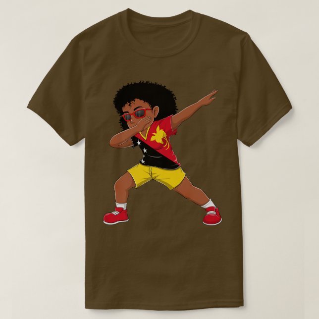 Dabbing Girl Papua New Guinea Flagga Kids Dab Danc T Shirt (Design framsida)