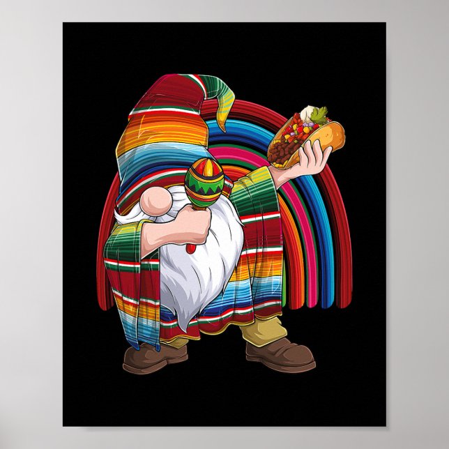 Dabbing Gnome Cinco De Mayo Fiesta Rainbow Taco Poster (Framsidan)