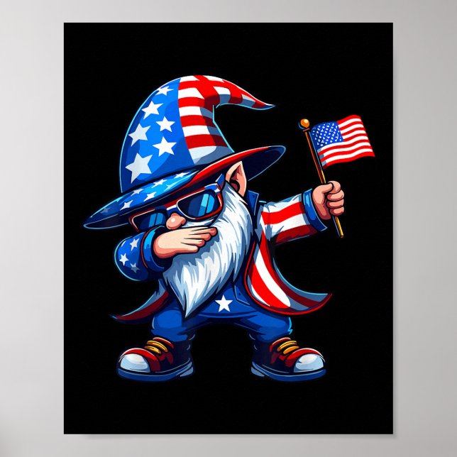 Dabbing Gnomes 4:e juli, minnesdagen amerikansk Poster (Framsidan)