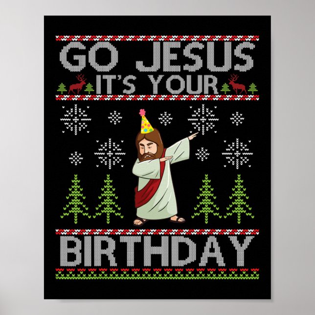 Dabbing Go Jesus Det är din födelsedagshälsning Ch Poster (Framsidan)