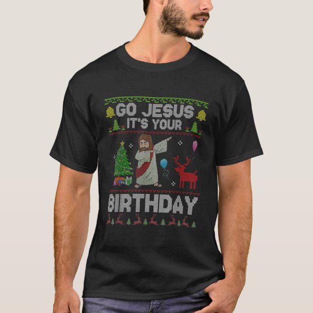 Dabbing Go Jesus din födelsedag God jul T Shirt (Framsida)