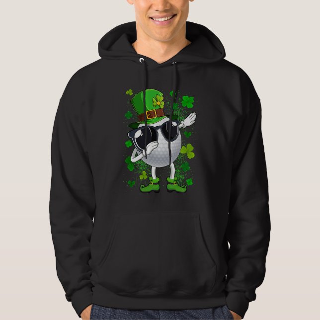 Dabbing Golf Ball Leprechaun Saint Patrick's Day M Hoodie (Framsida)