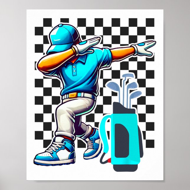 Dabbing Golf Player Golfer Golfing Funny Boys Mana Poster (Framsidan)