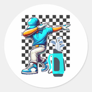 Dabbing Golf Player Golfer Golfing Funny Boys Mana Runt Klistermärke