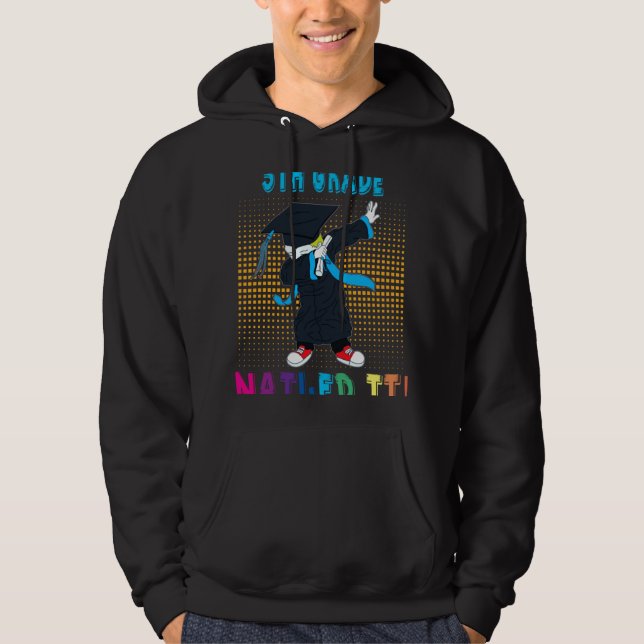 Dabbing Graduation Boy 5TH GRADE Nailed It Hoodie (Framsida)