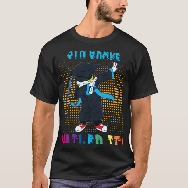 Dabbing Graduation Boy 5TH GRADE Nailed It T Shirt (Framsida)