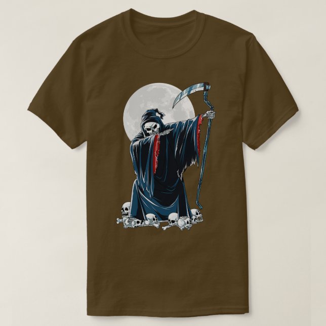 Dabbing Grim Reaper Skeleton Halloween Costume Fu T Shirt (Design framsida)