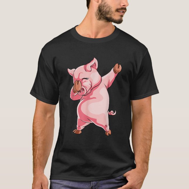 Dabbing Gris T Shirt Dab Gift Funny Dance Piggy (Framsida)