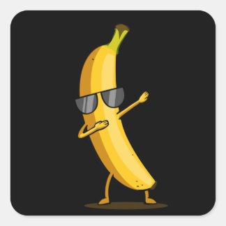 Dabbing Gult Banana Dab Funny Dancing Fruit Fyrkantigt Klistermärke