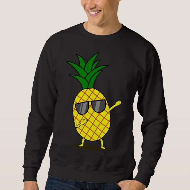 Dabbing Gult Pineapple - Dab Funny Dancing Fruit Lång Ärmad Tröja (Framsida)