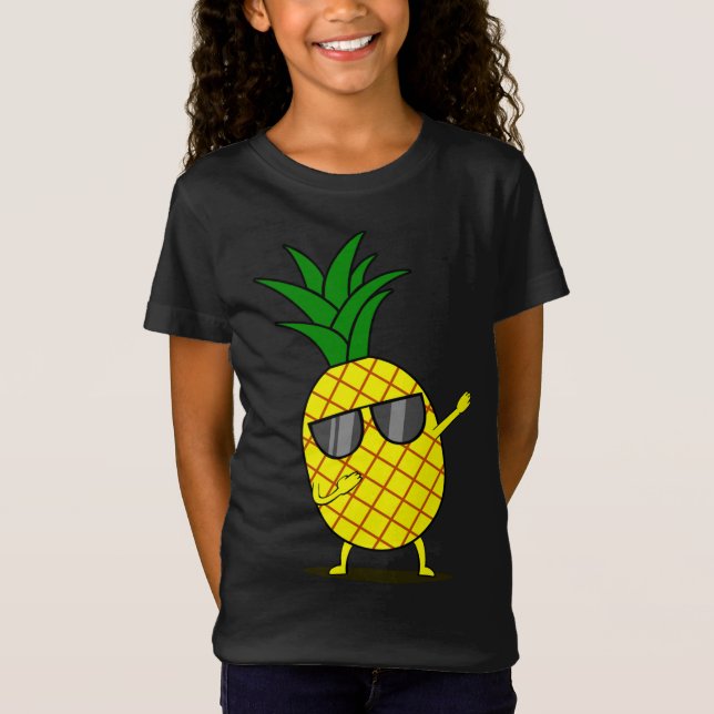 Dabbing Gult Pineapple - Dab Funny Dancing Fruit T Shirt (Framsida)