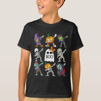 Dabbing Halloween Boys Skeleton Zombie Pumpkin Uni T Shirt