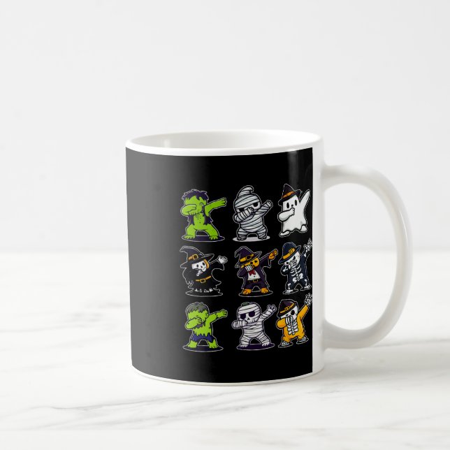 Dabbing Halloween Boys Skeleton Zombie Scary Pumpk Kaffemugg (Höger)