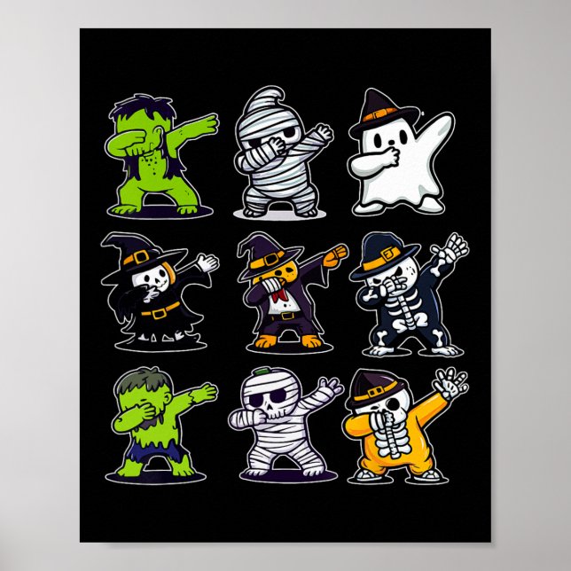 Dabbing Halloween Boys Skeleton Zombie Scary Pumpk Poster (Framsidan)