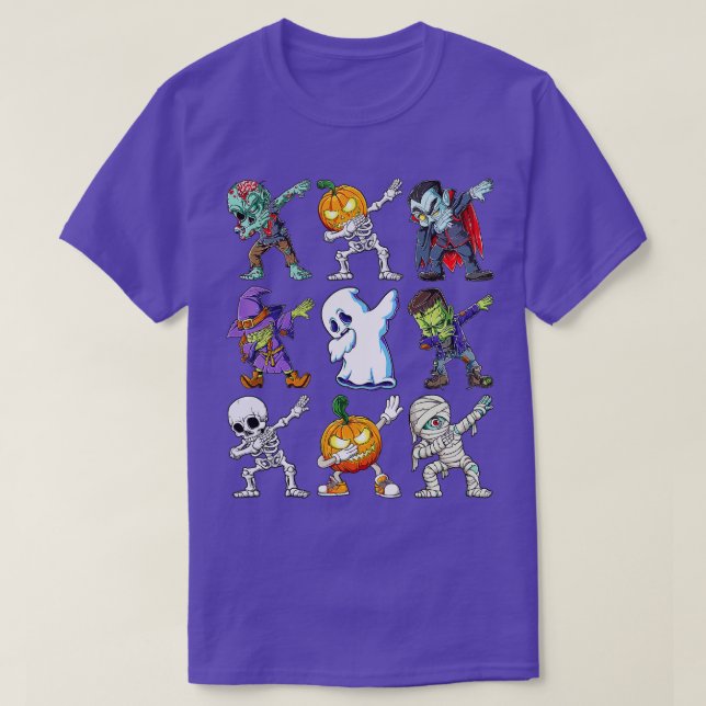 Dabbing Halloween Boys Skeleton Zombie Scary Pumpk T Shirt (Design framsida)