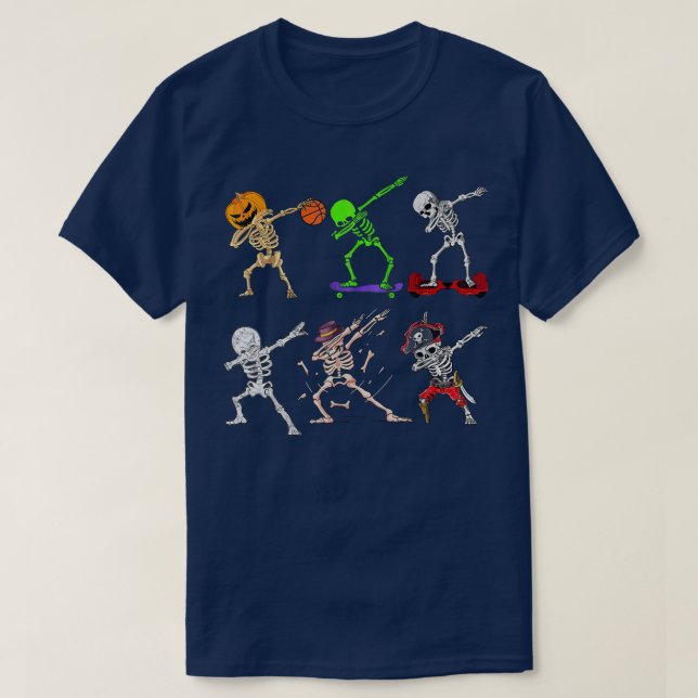 Dabbing Halloween Boys Skeleton Zombie Scary Pumpk T Shirt (Design framsida)