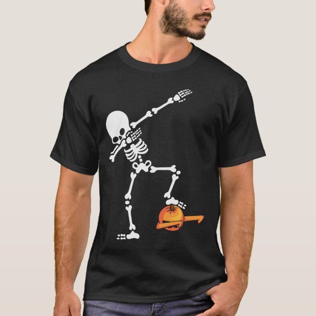 Dabbing Halloween Boys Skeleton Zombie Scary T Shirt (Framsida)