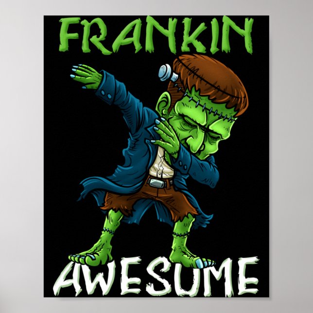 Dabbing Halloween Frankin Awesome Dab Pojkar Barn Poster (Framsidan)