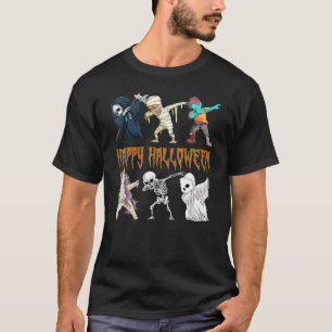 Dabbing Halloween Funny Unicorn Skeleton Mummy Zom T Shirt