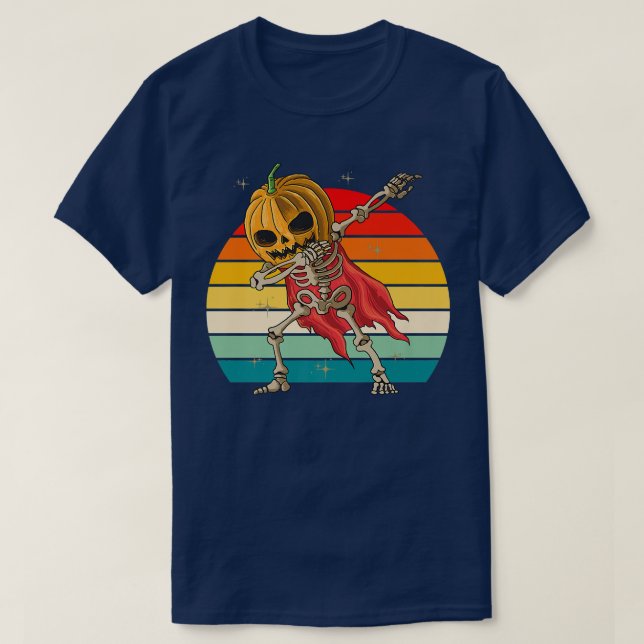 Dabbing Halloween JackoLantern Skeleton Pumpkin Re T Shirt (Design framsida)