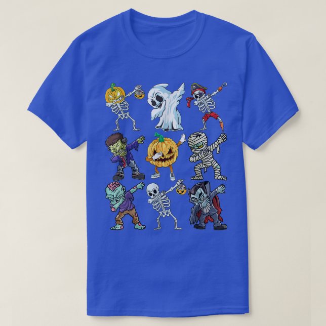 Dabbing Halloween KillSkeleton Zombie Mummy Ghost T Shirt (Design framsida)