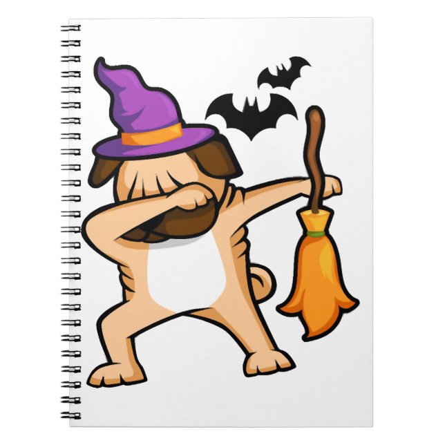 Dabbing Halloween Pug Hund Anteckningsbok (Framsidan)