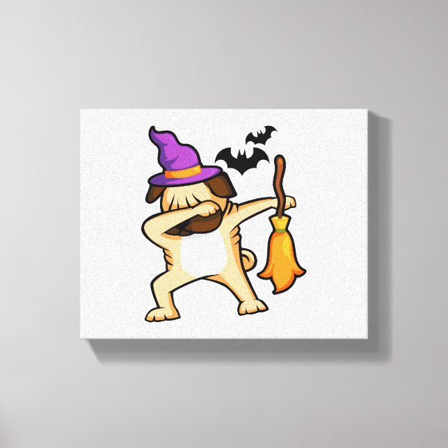 Dabbing Halloween Pug Hund Canvastryck (Framsida)