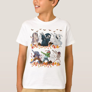 Dabbing Halloween Pumpkin Costume skeleton zombie T Shirt