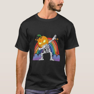 Dabbing Halloween Pumpkin Skeleton Rainbow Boys Ki T Shirt