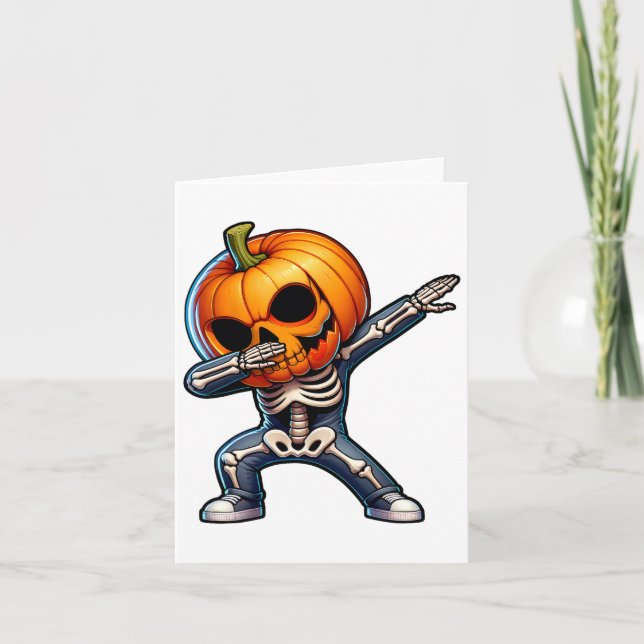 Dabbing Halloween Skeleton Boys Trick Treat Funny Kort (Framsida)