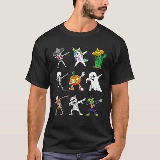 Dabbing Halloween Skeleton Zombie för Småbarn T Shirt (Framsida)