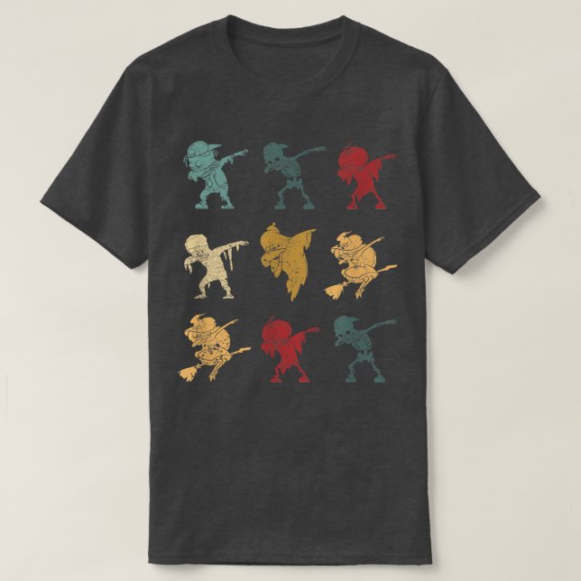Dabbing Halloween Skeleton Zombie Ghost Witch Scar T Shirt (Design framsida)