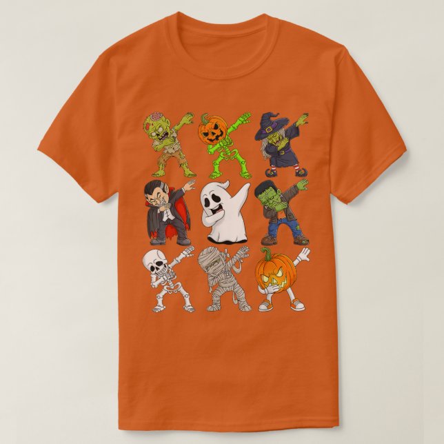 Dabbing Halloween Skeleton Zombie Scary Pumpkin Va T Shirt (Design framsida)
