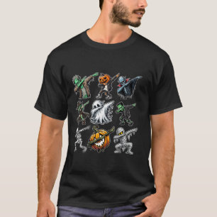 Dabbing Halloween Skeleton Zombie Scary Pumpkin Va T Shirt