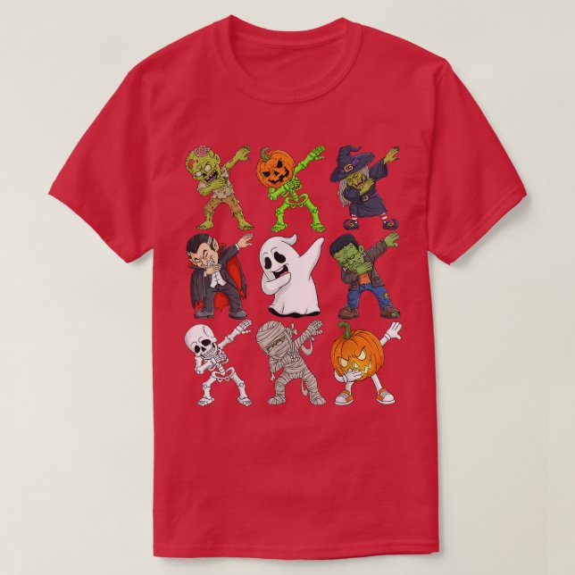 Dabbing Halloween Skeleton Zombie Scary Pumpkin Va T Shirt (Design framsida)