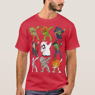 Dabbing Halloween Skeleton Zombie Scary Pumpkin Va T Shirt