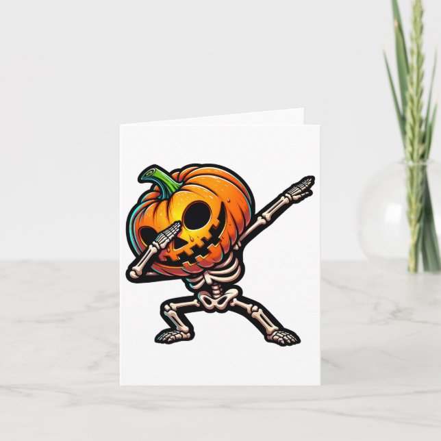 Dabbing Halloween skelett pojkar lurendrejeri roli Kort (Framsida)