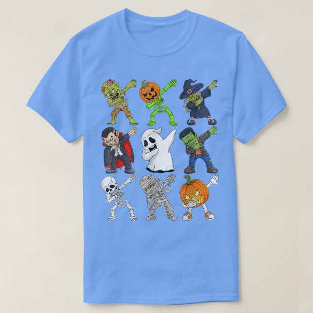 Dabbing Halloween Zombie Skeleton Scary Pumpkin Va T Shirt (Design framsida)